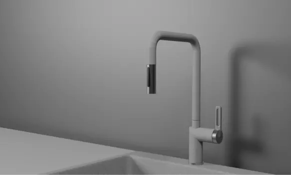 Смеситель для кухонной мойки Granula GR-8173 с выдвижным изливом, базальт