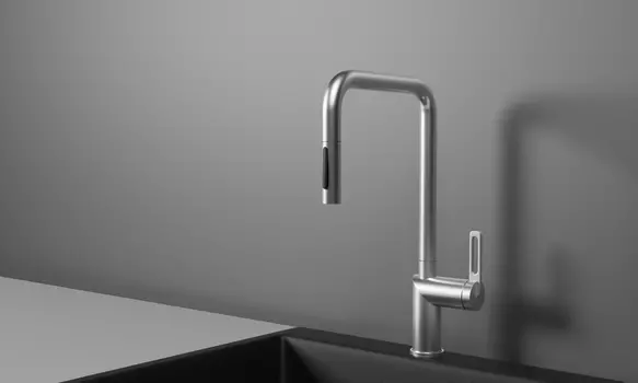 Смеситель для кухонной мойки Granula GR-8173 с выдвижным изливом, нерж