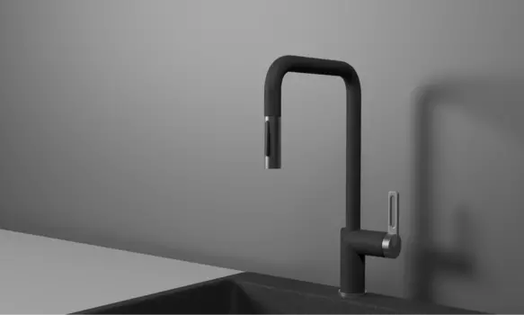 Смеситель для кухонной мойки Granula GR-8173 с выдвижным изливом, графит