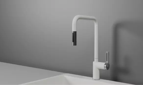 Смеситель для кухонной мойки Granula GR-8173 с выдвижным изливом, арктик