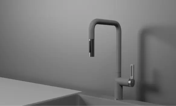 Смеситель для кухонной мойки Granula GR-8173 с выдвижным изливом, алюминиум