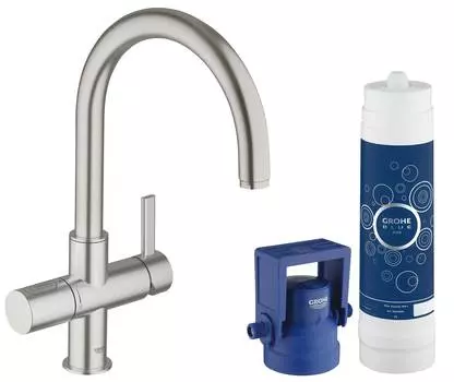 Смеситель для кухонной мойки Grohe Blue 33249DC1 с функцией фильтрации, суперсталь