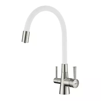 Смеситель для кухонной мойки Lemark Comfort LM3075BN-White никель