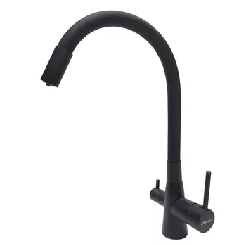 Смеситель для кухонной мойки Maretti Project Black PB31RGF71 с гибким изливом, черный матовый