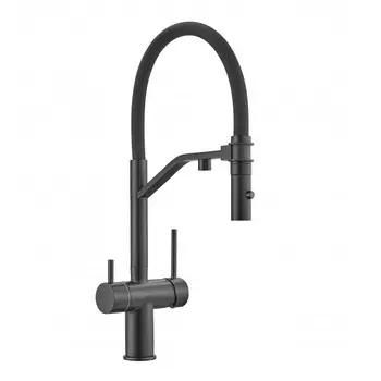 Смеситель для кухни Milacio Ultra MCU.557.TB Total black с гибким изливом, черный