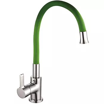 Смеситель для кухонной мойки Oute T91 T9113B-7 с гибким изливом, зеленый/сатин