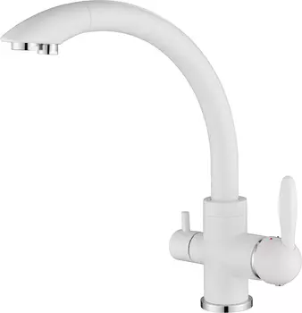 Смеситель для кухонной мойки Paulmark Essen Es213001-431 белый матовый, с краном под питьевую воду