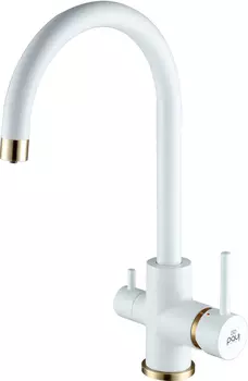 Смеситель для кухонной мойки Paulmark Essen Es213211-431BR белый матовый/бронза