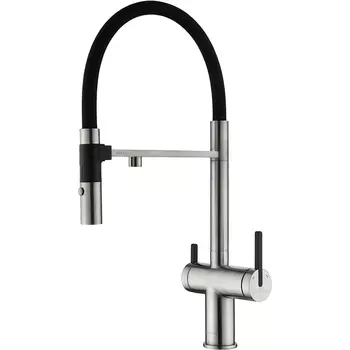 Смеситель для кухонной мойки Paulmark Gravity Gr213188-NI с гибким изливом, никель (Gr213888-BS)