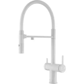 Смеситель для кухонной мойки Paulmark Gravity Gr213188-431 с гибким изливом, белый (Gr213888-WH)