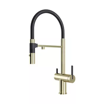 Смеситель для кухонной мойки Paulmark Gravity Gr213888-LG с гибким изливом, светлое золото