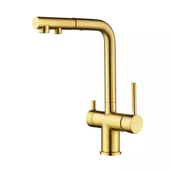 Смеситель для кухонной мойки Paulmark Serpentine Se213222-BG брашированное золото