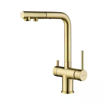Смеситель для кухонной мойки Paulmark Serpentine Se213222-SBG светлое брашированное золото