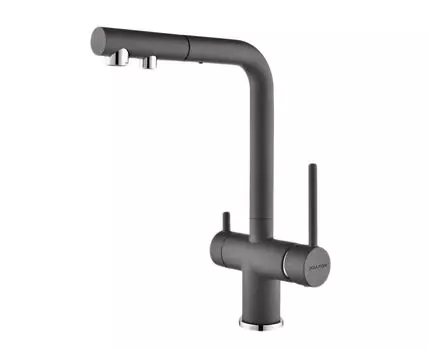 Смеситель для кухонной мойки Paulmark Serpentine Se213222-GRM серый металлик