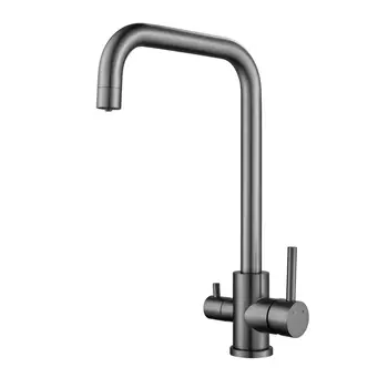 Смеситель для кухонной мойки Raffine F118T с подключением фильтра воды, оружейная сталь