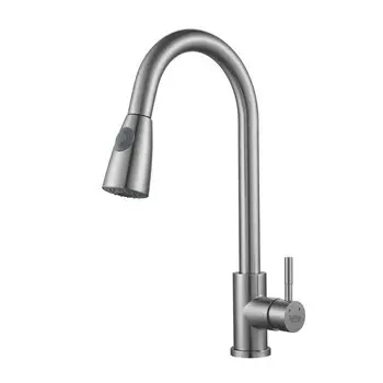 Смеситель для кухонной мойки Raffine F213L с выдвижным изливом, сатин