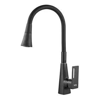 Смеситель для кухонной мойки Raffine F313T-3 с выдвижным изливом, оружейная сталь