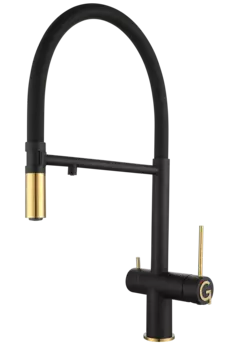 Смеситель для кухонной мойки Rivelato Adria 1523517 nero oro с краном питьевой воды