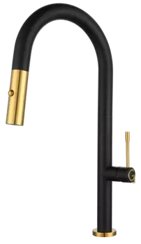 Смеситель для кухонной мойки Rivelato Asti 3972500 antracite oro с выдвижной лейкой