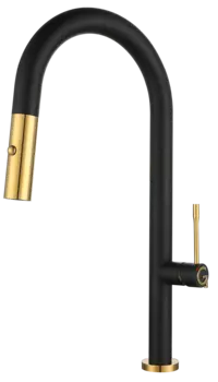 Смеситель для кухонной мойки Rivelato Asti 3972500 nero oro с выдвижной лейкой