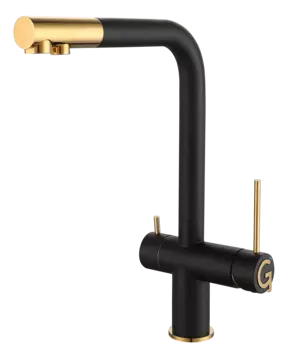 Смеситель для кухонной мойки Rivelato Lugano 1523513 nero oro с краном питьевой воды