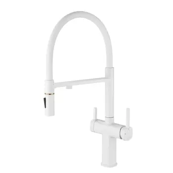 Смеситель для кухонной мойки Rose R358C белый с подключением фильтра для воды