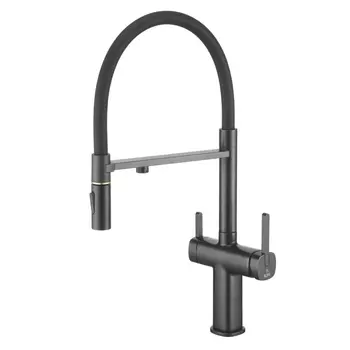 Смеситель для кухонной мойки Rose R358H черный с подключением фильтра для воды