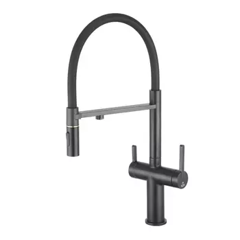 Смеситель для кухонной мойки Rose R458H черный с подключением фильтра для воды