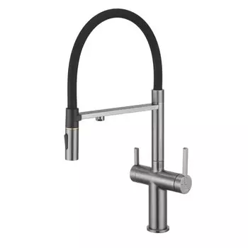 Смеситель для кухонной мойки Rose R458T оружейная сталь с подключением фильтра для воды