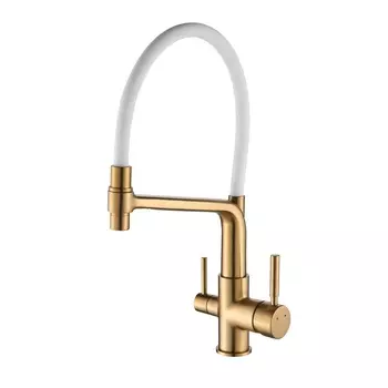Смеситель для кухонной мойки Rose R658G золотой сатин