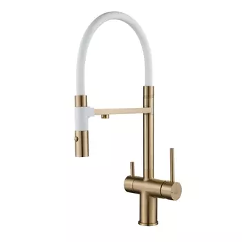 Смеситель для кухонной мойки Rose R958G золотой сатин
