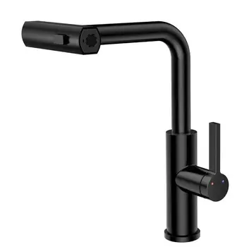 Смеситель для кухонной мойки Rush Tinos TI3732-18Black с выдвижной лейкой, черный