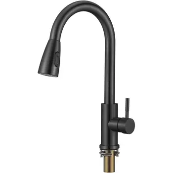 Смеситель для кухонной мойки с выдвижным изливом Savol S-002806H, черный