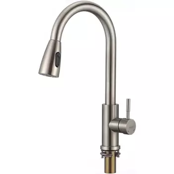 Смеситель для кухонной мойки с выдвижным изливом Savol S-002806L, сатин