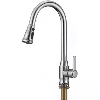 Смеситель для кухонной мойки с выдвижным изливом Savol S-002805A, хром