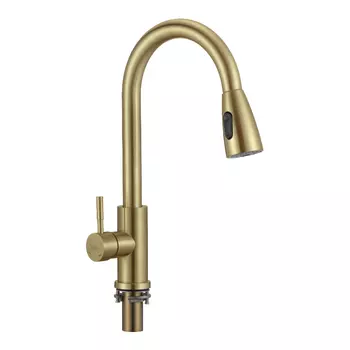 Смеситель для кухонной мойки с выдвижным изливом Savol S-002806C, золото матовое