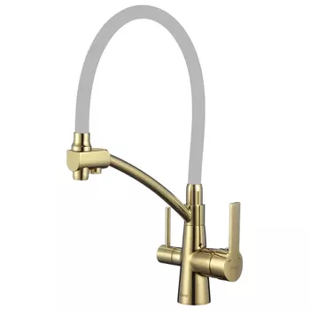 Смеситель для кухонной мойки Savol S-L1805B-04 золото, серый шланг