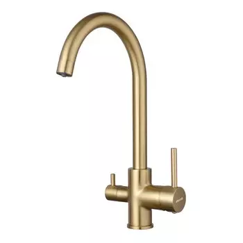 Смеситель для кухонной мойки Shevanik S128G золотой сатин