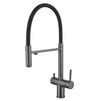 Смеситель для кухонной мойки Shevanik S178T оружейная сталь