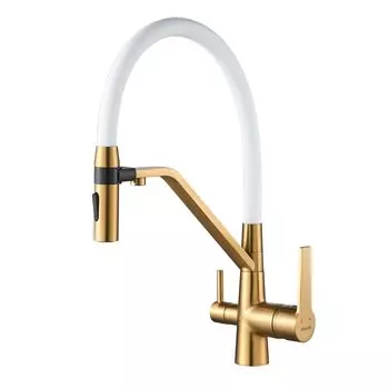 Смеситель для кухонной мойки Shevanik S278G золотой сатин