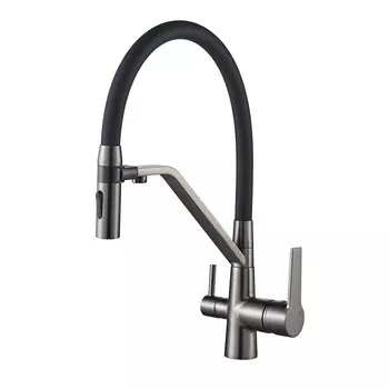 Смеситель для кухонной мойки Shevanik S278T оружейная сталь