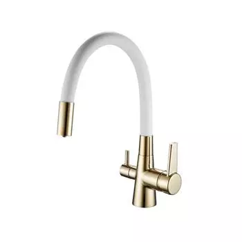 Смеситель для кухонной мойки Shevanik S668E золото/белый
