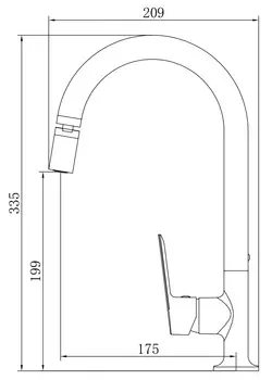 Смеситель для кухонной мойки VODA Shore Black SHR519BAR черный