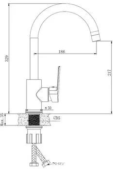 Смеситель для кухонной мойки VODA Splash SPL519 хром