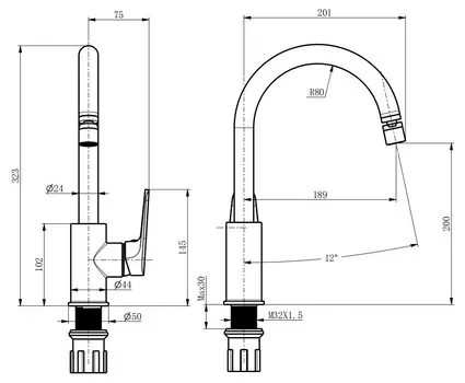 Смеситель для кухонной мойки VODA Splash SPL519flex хром