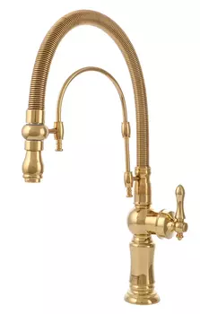 Смеситель для кухонный мойки Shouder Bizans 0230806 с гибким изливом, золото
