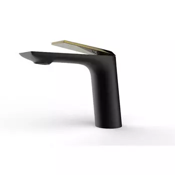 Смеситель для раковины Arrow AMP1145H черный матовый (золотая ручка)