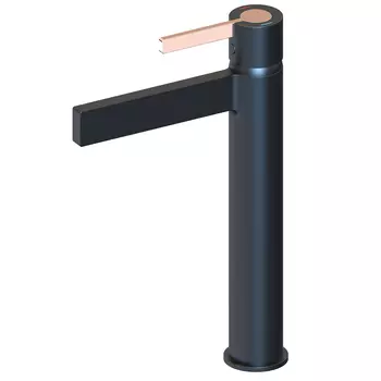 Смеситель для раковины beWash Incanto BVMM1BH238 с высоким изливом, черный/розовое золото