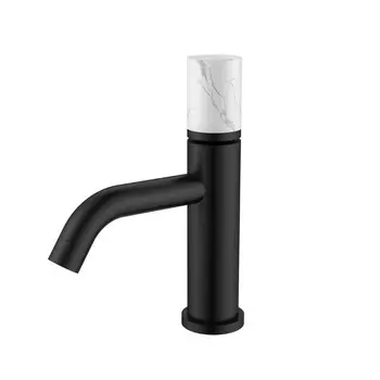 Смеситель для раковины Boheme Stick 121-B-MR-W черный/белый мрамор
