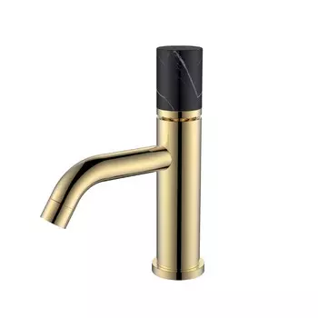 Смеситель для раковины Boheme Stick 121-G-MR-BLACK золото/черный мрамор
